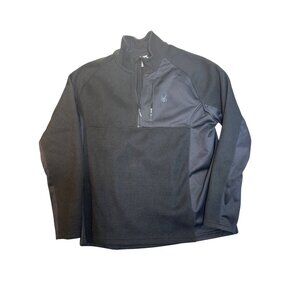 Spyder Mens Black Quarter-Zip Pullover Jacket Size X Polyester Fleece